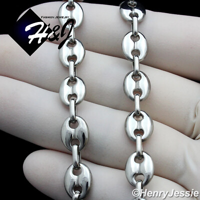 #ad 18quot; 40quot;MEN Stainless Steel 8mm Silver Puffed Mariner Link Chain Necklace*N164