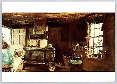 #ad Postcard Art Andrew Wyeth Wood Stove