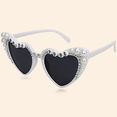#ad 🔥 Bride to Be Heart Shape Vintage Big Pearl Rose Heart Shaped Sunglasses 🔥