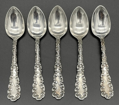 #ad Set Of 5 Wallace Waverly Sterling Silver Demitasse Spoons No Monograms 3 7 8”