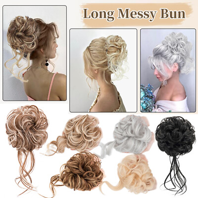 #ad Wrap On Chignon Messy Scrunchies Natural Curly Hair Bun Elastic Band Ponytail