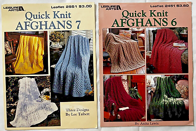 #ad Quick Knit Knitting Afghans Pattern Books 6 amp; 7 Braided Rib Cables amp; Crosses