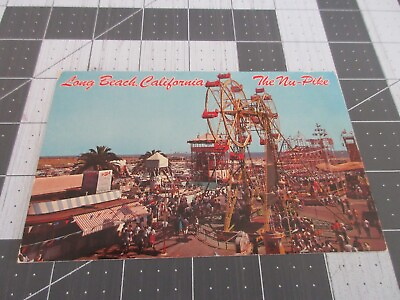 #ad Long Beach California the Nu Pike Double Ferris Wheel Post Card 1968