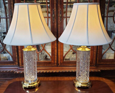#ad Waterford Crystal Millennium 29quot; Large Table Lamp Rare PAIR