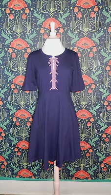 #ad Maeve Anthropologie Navy Blue Knit Jersey Fit Flare Dress Nwt S