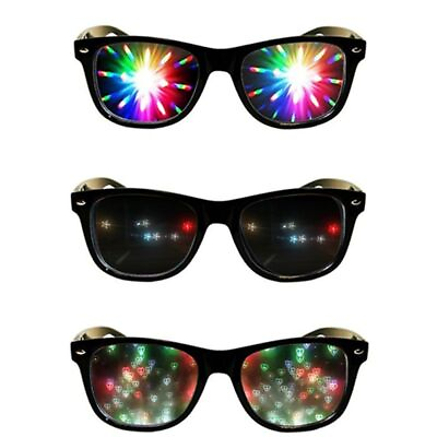 #ad Effects Glasses Diffraction 3D Rectangle Sunglasses Watch The Lights Change
