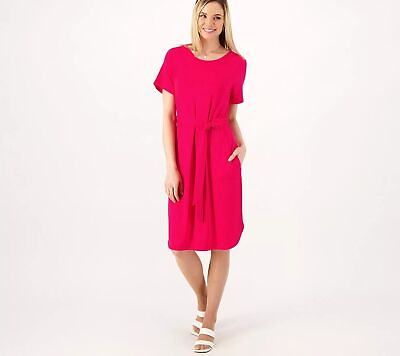 #ad Isaac Mizrahi Live Petite Soho French Dress Crimson Pink S New