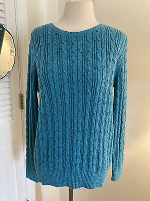 St Johns Bay sweater blue Turquoise size large Cable Knit Sweater Women’s