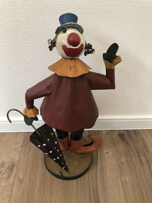 #ad Tin Clown Toy Vintage Antique