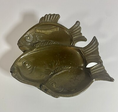 vintage marineland FL souvenir brass fish trinket dish Kamp;O Kronheim Olsenbusch