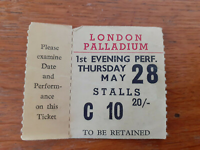 #ad Vintage London Palladium 1st Evening Performance stub