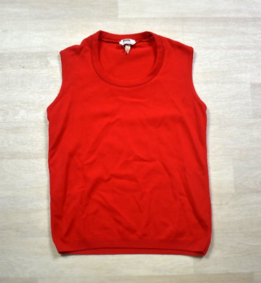 #ad 60s Montgomery Ward Polyester Knit Scoop Neck Tank Top MOD Red VTG