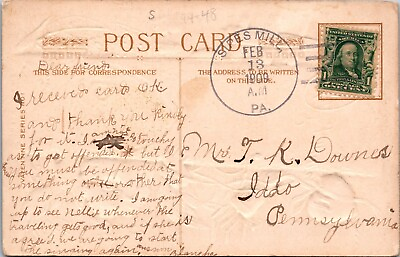 #ad 1909 DPO Sipes Mill Pa Postcard F58306