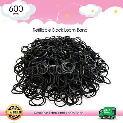 600 Refillable Black Rubber Loom Band For bracelet jewelry Handmade Toy DIY
