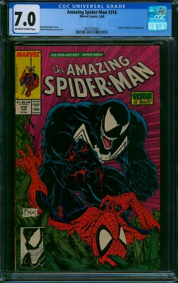 #ad Amazing Spider Man #316 ⭐ CGC 7.0 ⭐ 1st Venom Cover Marvel Graded Comic 1989