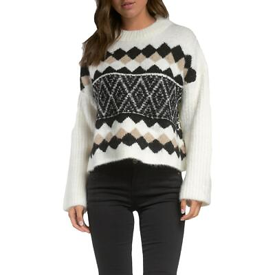 #ad #ad Elan Women#x27;s Knit Pattern Long Sleeve Crewneck Pullover Sweater