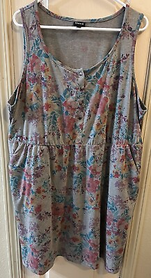 #ad Torrid Womens Size 3 Floral Tank Top Knee Length Dress With Pockets