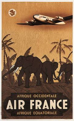 #ad AFRICA Vintage Air Travel Poster CANVAS PRINT 24x36 in.