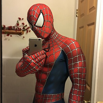 #ad US Classic Raimi Spiderman Cosplay Costumes Spider man 3D Zentai Suit Halloween