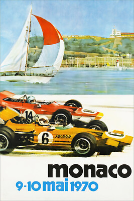 Monaco Mai 1970 Vintage Racing Art Wall Indoor Room Poster POSTER 20x30