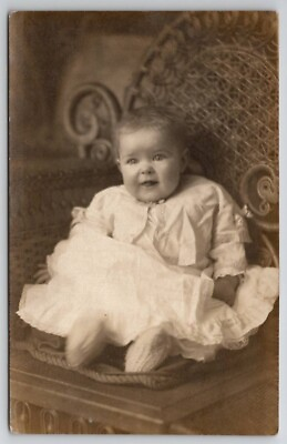 #ad #ad RPPC Cute Baby on Chair Postcard H21
