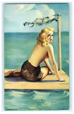 #ad #ad Mutoscope Pinup Girl Card Short OF sails On Raft USA