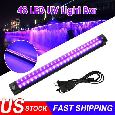#ad UV Black Light Bar Fixtures Ultraviolet Lamp Strip US Plug DJ Party Club 48LED