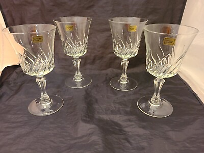 #ad NEW 4 VTG Crystal Luminarc Wine Glasses Goblets FLAMMES 10.25 Oz w Box France