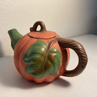 Antique Loom o Pumpkin Teapot With Lid