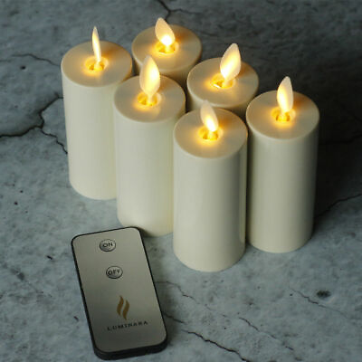 Set of 6 Luminara Flameless Battery Operated Ivory Votive Candles Moving Wick 3quot;