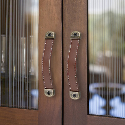 6 Pcs cabinet door wardrobe door handles leather door pulls