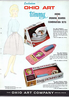 #ad 1964 Ohio Art Vintage Toy Ad Etch a Sketch Disney Tin Mechanical Tammy Ironing