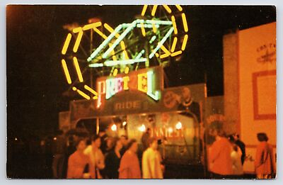 #ad York PA York Interstate Fair Double Ferris Wheel Neon Night Lights Pretzel 1960s