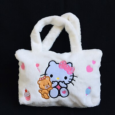 #ad Hello Kitty amp; Bear Plush Handbag Tote 11quot; x 8quot; White B 185