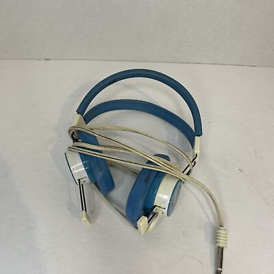 Vintage 1970#x27;s Telex 610 Blue amp; White Headphones