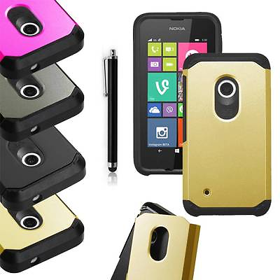 For Nokia Lumia 530 Dual Layer ShockProof Protective Combo Box Case CoverStylus