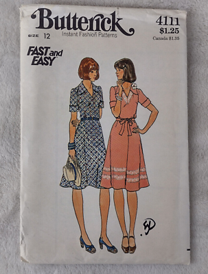 #ad #ad Vintage 70s Butterick Pattern 4111 Dress amp; Belt Fast amp; Easy 12 Uncut