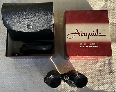 Vintage Binoculars Airguide Field Glass 4 power No. 36 w Box Chicago USA