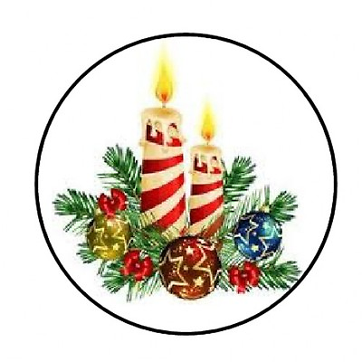 48 CHRISTMAS CANDLES ENVELOPE SEALS LABELS STICKERS 1.2quot; ROUND