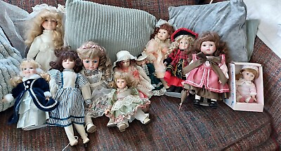 #ad Job Lot Collection of Porcelain Dolls Crafting Ooak? Bundle Various Dolls x 11