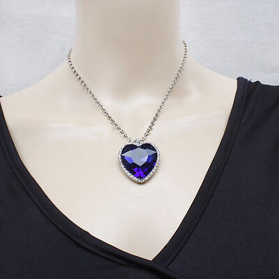 Graceful Blue Crystal Pendant Necklace Titanic Heart Of The Ocean Necklace