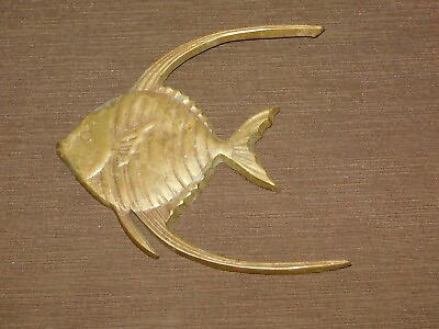 VINTAGE 6quot; HIGH BRASS ANGEL FISH WALL PLAQUE