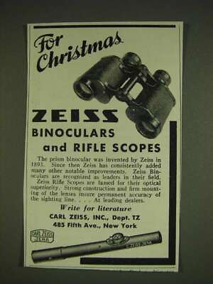 1934 Zeiss Binoculars and Rifle scopes Ad For Christmas