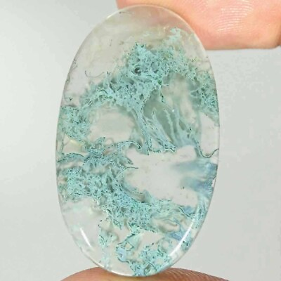 #ad #ad 25.70Cts Natural Green Moss Agate Cabochon Loose Gemstone Oval