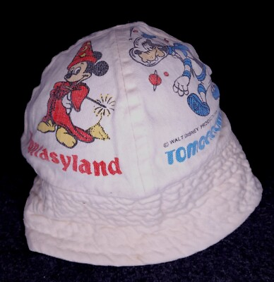 #ad Vtg 80s Walt Disney World Mickey Goofie Minnie Donald Duck Kids Bucket Hat USA
