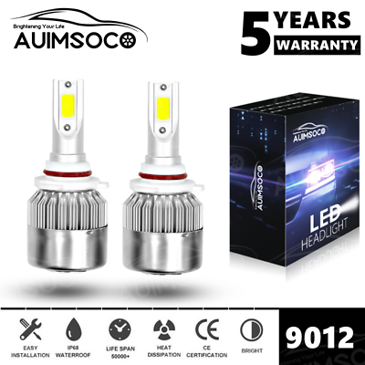 #ad 2x 9012 LED Headlight Bulbs Low Beam and High Beam Light Cool White High Power