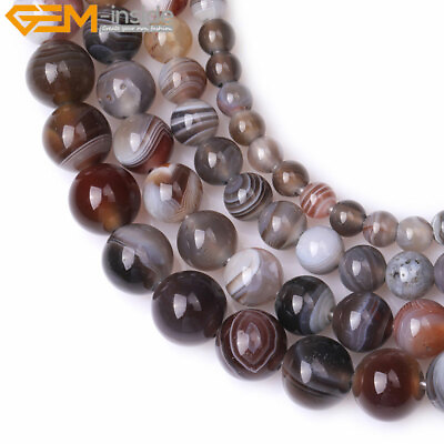 #ad Natural Brown Botswana Agate Gemstone Loose Beads Jewelry Making 15quot; Big Hole