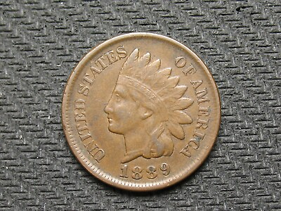 #ad OLD COIN SALE VF 1889 INDIAN HEAD CENT PENNY w DIAMONDS amp; FULL LIBERTY #419