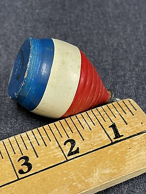 Antique Wooden SPINNING TOP with Metal Tip Vintage Wood Toy