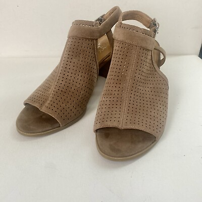 #ad Franco Sarto Women Harlet 2 Dress Sandal Suede Perforated Taupe Sz 8.5”
